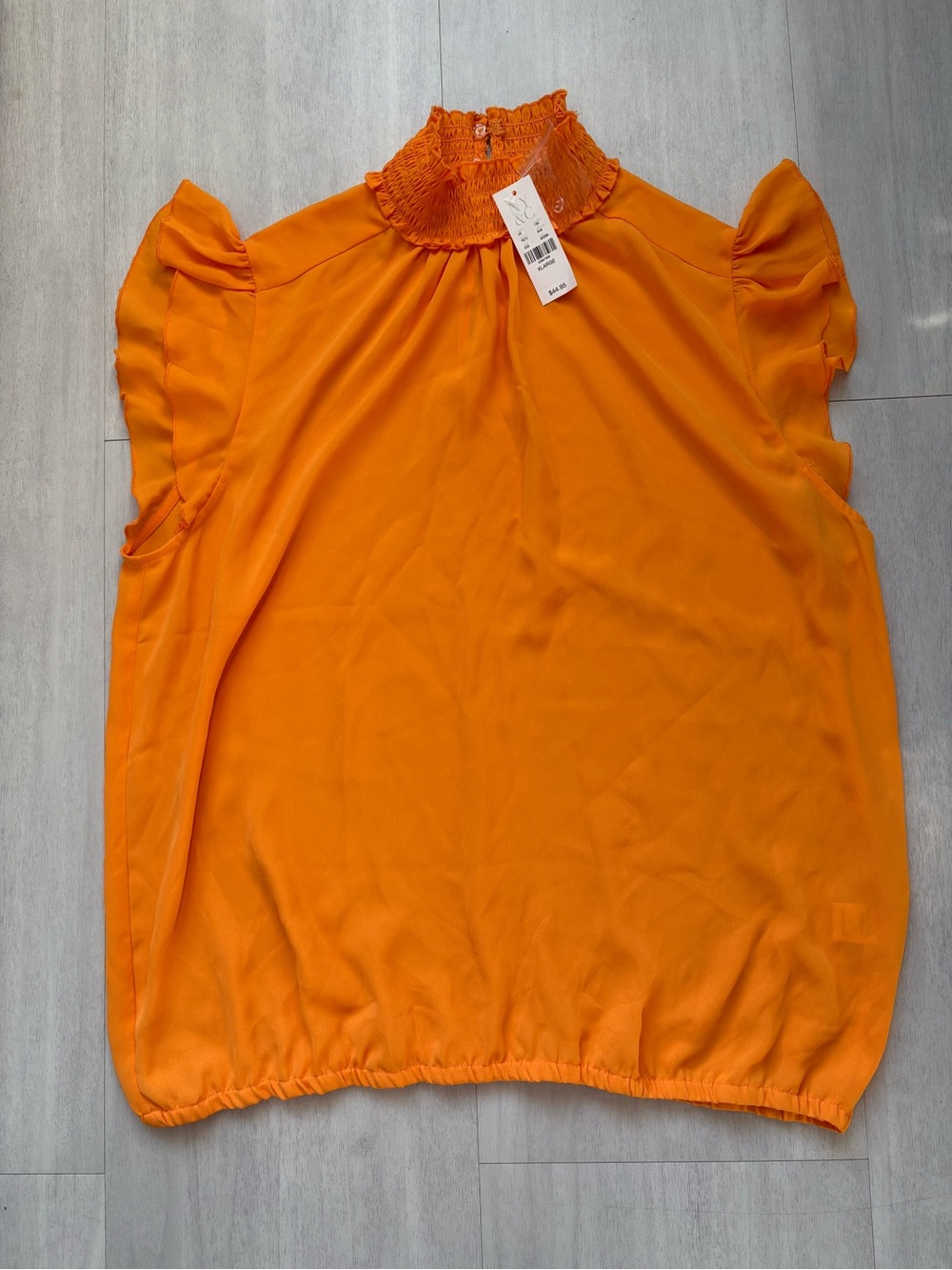 New York and Company Bright Orange Ruffle Sleeve Top SIZE XL